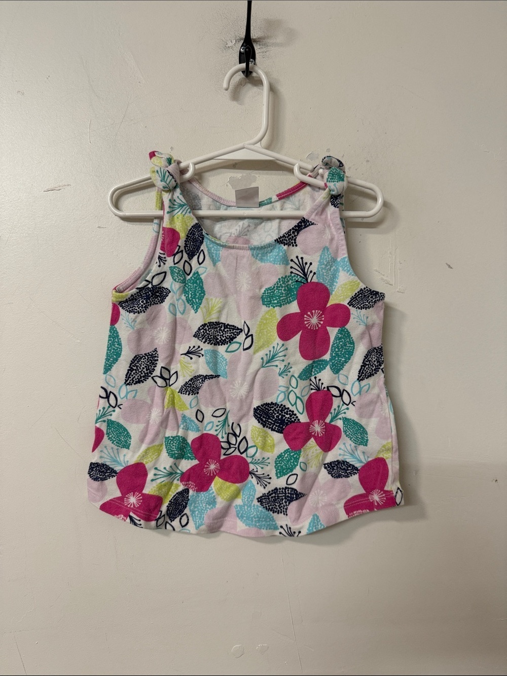 Gymboree Pink Floral Tank Top with Teal and Yellow Accents
